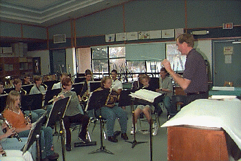 The band practices for the Christmas Concert, 1999.